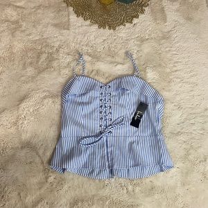 Blue and White Crop-top